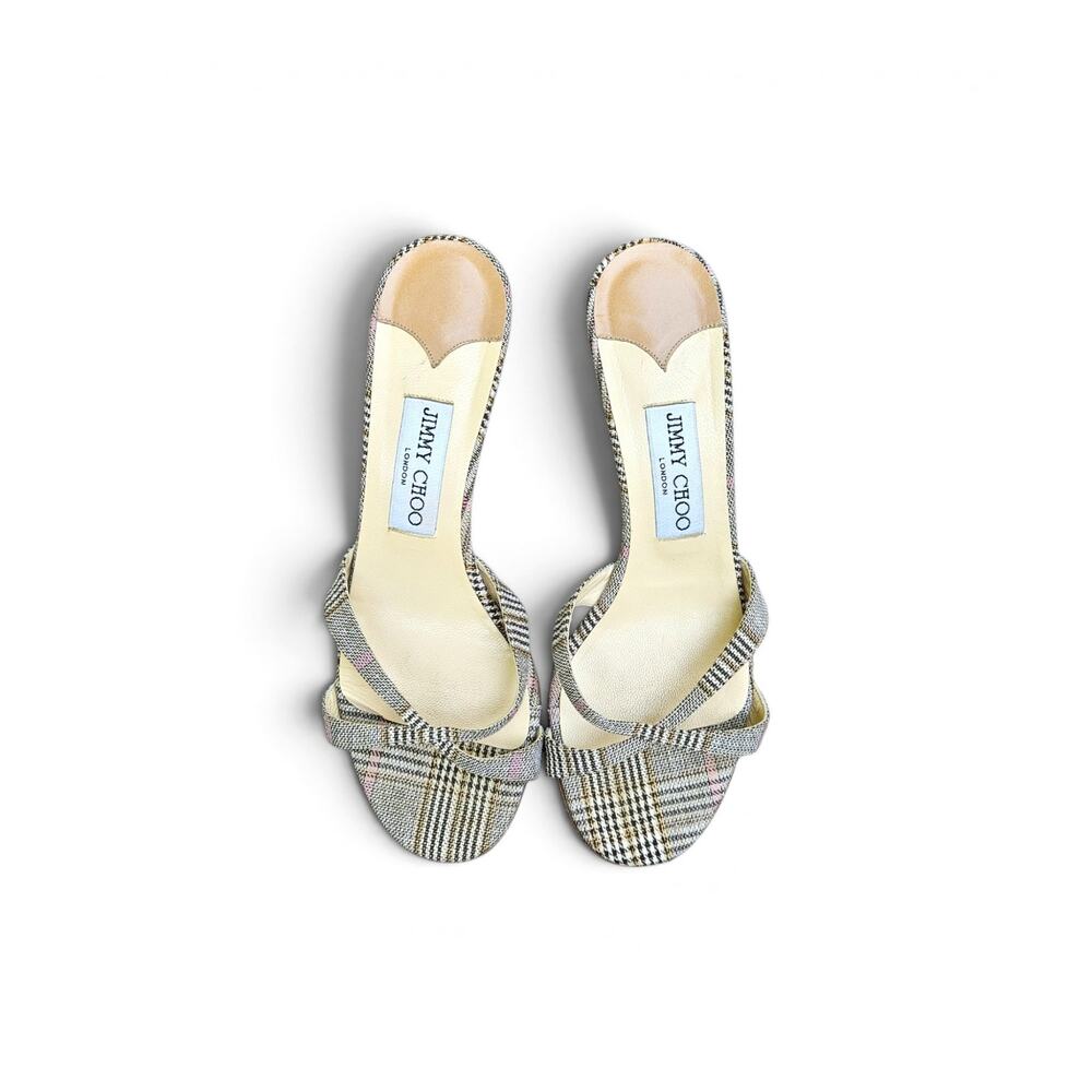 Y2k Jimmy Choo Plaid Kitten Heel Mules Vintage - Size 38 - Picture 10 of 10